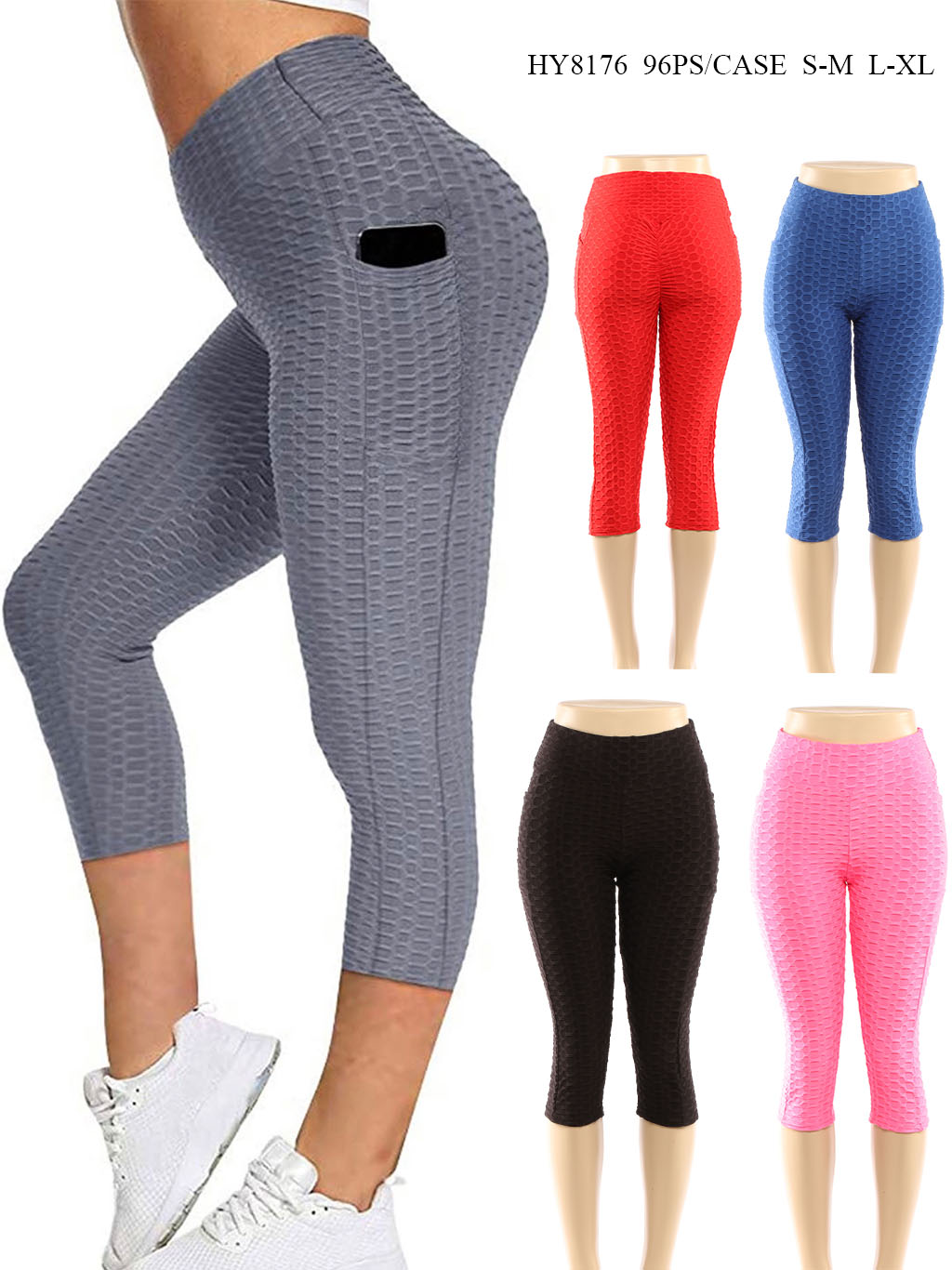 Tiktok Butt Lifting Cellulite Capri Leggings with Pockets for Women High  Waist Yoga Pants Workout Tummy Control Tights One Dozen Wholesale - Nali  Collection, Inc.